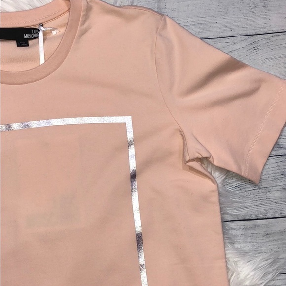 NWT Love Moschino Pink Logo T-shirt Silver Dress - Picture 5 of 8